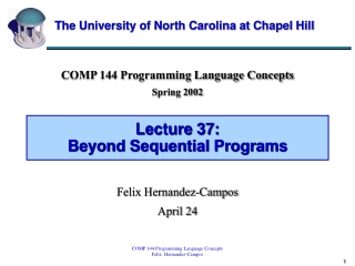 Lecture 37: Beyond Sequential Programs