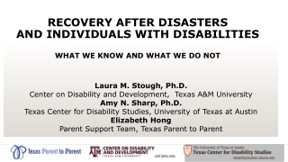 Recovery After disasters and individuals with disabilities what we know and what we do not