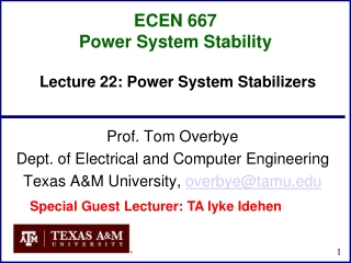 ECEN 667 Power System Stability