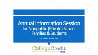 Annual Information Session for Nonpublic (Private) School Families &amp; Students