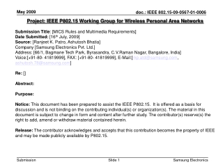 Project: IEEE P802.15 Working Group for Wireless Personal Area Networks