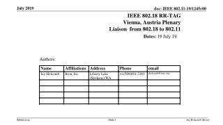 IEEE 802.18 RR-TAG Vienna, Austria Plenary Liaison from 802.18 to 802.11