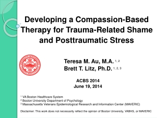 Developing a Compassion-Based Therapy for Trauma-Related Shame and Posttraumatic Stress