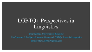 LGBTQ+ Perspectives in Linguistics