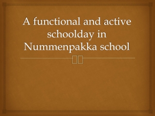 A functional and active schoolday in Nummenpakka school