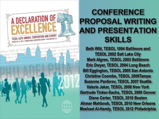 Beth Witt, TESOL 1994 Baltimore and TESOL 2002 Salt Lake City Mark Algren, TESOL 2003 Baltimore