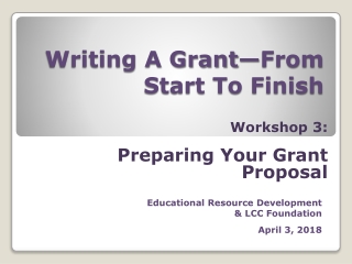 Writing A Grant—From Start To Finish