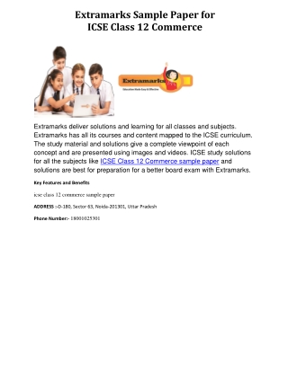 Extramarks Sample Paper for ICSE Class 12 Commerce