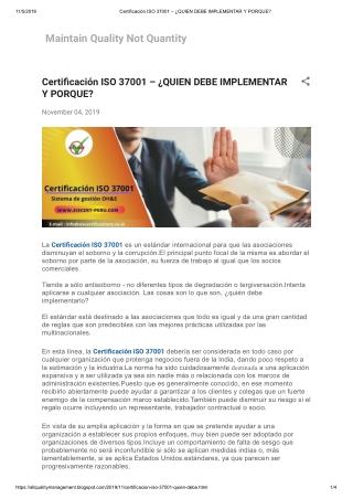 Certificación ISO 37001 – ¿QUIEN DEBE IMPLEMENTAR Y PORQUE?