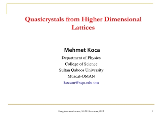 Quasicrystals from Higher Dimensional Lattices