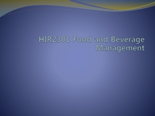 HIR2301 Food and Beverage Management