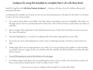Guidance for using this template to complete Part 2 of a Life Story Book