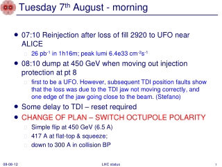 Tuesday 7 th August - morning