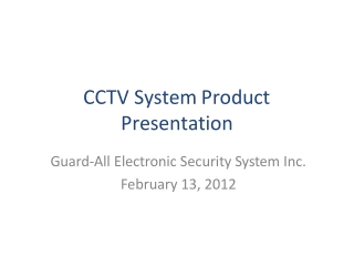 CCTV System Product Presentation