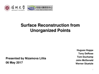 Surface Reconstruction from Unorganized Points