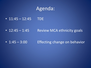 Agenda: