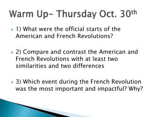 Warm Up- Thursday Oct. 30 th