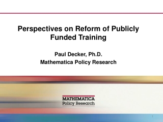 Perspectives on Reform of Publicly Funded Training