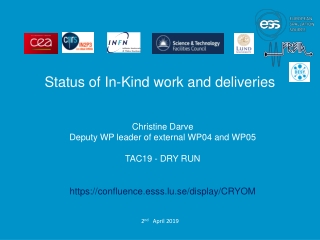 Status of In-Kind work and deliveries