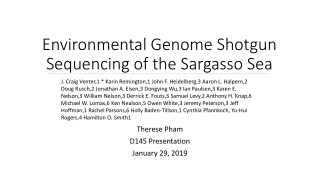 Environmental Genome Shotgun Sequencing of the Sargasso Sea