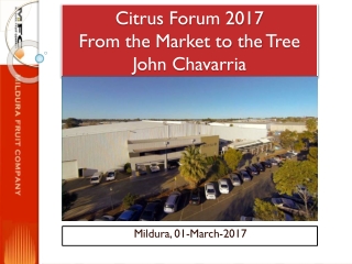 Citrus Forum 2017 From the Market to the T ree John Chavarria
