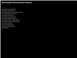 Atorvastatin Rosuvastatin Potency