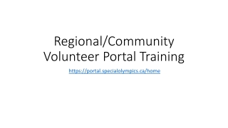 Regional/Community Volunteer Portal Training