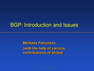 BGP: Introduction and Issues