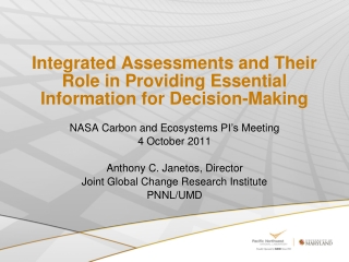 Integrated Assessments and Their Role in Providing Essential Information for Decision-Making