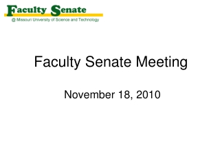 Faculty Senate Meeting November 18, 2010