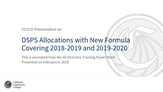 DSPS Allocations with New Formula Covering 2018-2019 and 2019-2020