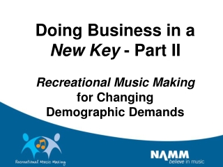 Doing Business in a New Key - Part II Recreational Music Making for Changing