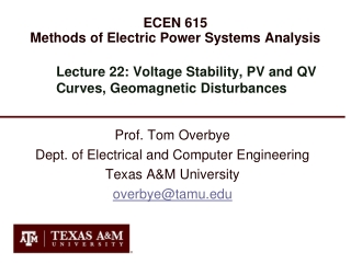 ECEN 615 Methods of Electric Power Systems Analysis