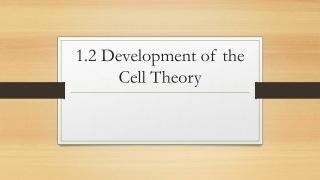 1.2 Development of the Cell Theory