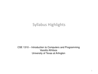 Syllabus Highlights