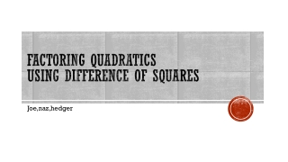 Factoring Quadratics using Difference of Squares