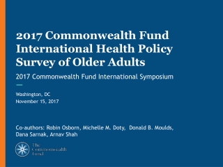 2017 Commonwealth Fund International Health Policy Survey of Older Adults