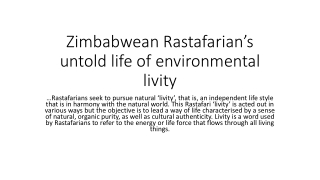 Zimbabwean Rastafarian’s untold life of environmental livity