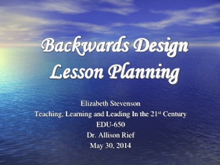 Backwards Design Lesson Planning