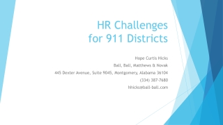 HR Challenges for 911 Districts