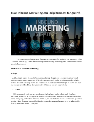 How Inbound Marketing can Help business for gro