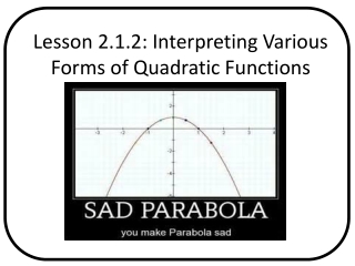 Lesson 2.1.2: Interpreting Various Forms of Quadratic Functions