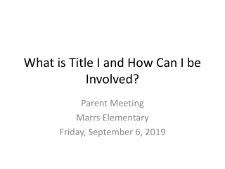 What is Title I and How Can I be Involved?