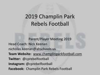 2019 Champlin Park Rebels Football