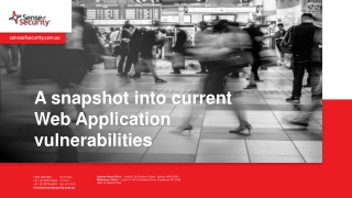 A snapshot into current Web Application vulnerabilities