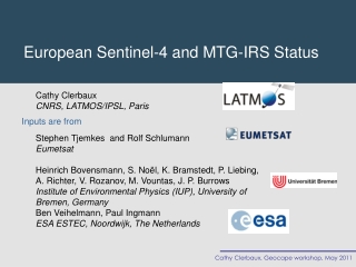 European Sentinel-4 and MTG-IRS Status