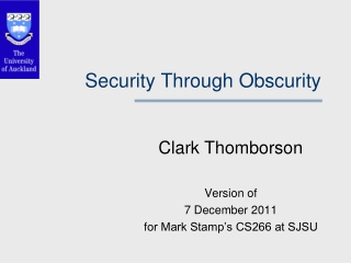 Security Through Obscurity