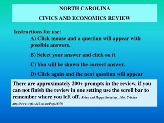 NORTH CAROLINA CIVICS AND ECONOMICS REVIEW