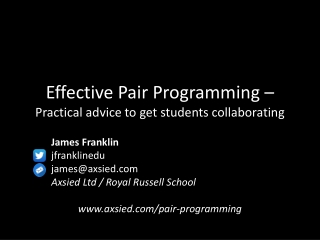 Effective Pair Programming – Practical advice to get students collaborating