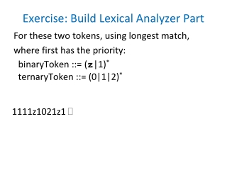 Exercise: Build Lexical Analyzer Part